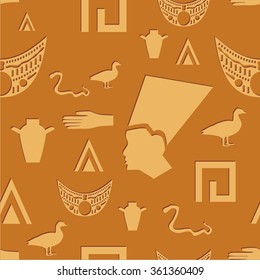 Vector illustration seamless pattern with symbols of Egypt