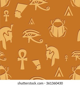 Vector illustration seamless pattern with symbols of Egypt