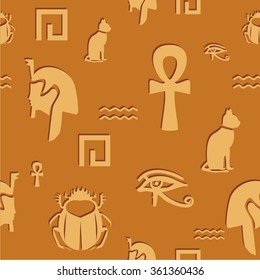 Vector illustration seamless pattern with symbols of Egypt