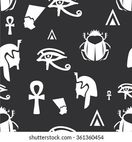 Vector illustration seamless pattern with symbols of Egypt