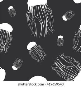 Vector illustration seamless pattern with symbols of nautical