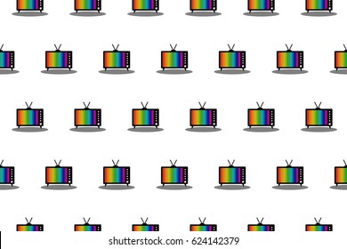 Vector illustration seamless pattern of television. Vintage background.