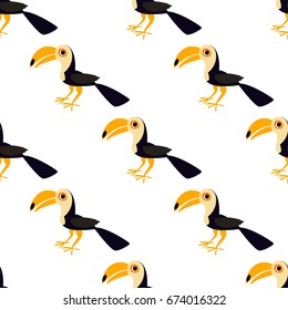 Vector illustration. Seamless pattern with toucans. For graphic design, wallpaper, fabric, clothing.