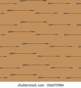 Vector illustration seamless pattern with tribal arrows on brown background