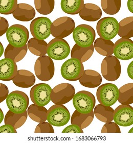 ilustración vectorial, patrón transparente, frutas tropicales, kiwi verde, adorno para papel pintado y tela, papel envasado
