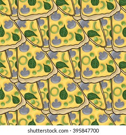 vector illustration seamless pattern vegan pizza yellow
