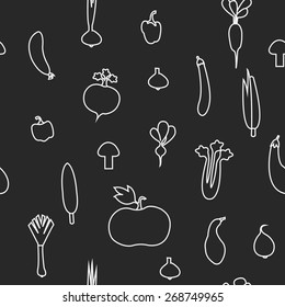 Vector Illustration Seamless Pattern Vegetables Silhouettes Stock ...