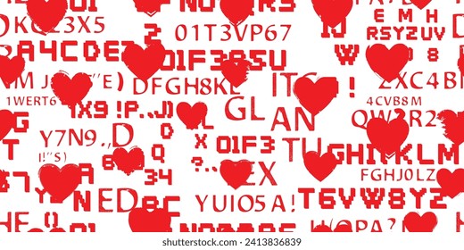 Ilustración vectorial. Patrón sin inconvenientes. Fondo del Corazón Vintage. Resumen de un patrón interminable con corazones grunges. 