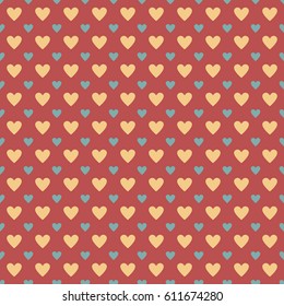 Vector illustration Seamless pattern with vintage color hearts. Background romantic design. for greeting cards and invitations of the wedding, birthday, Valentine's Day, mother's day