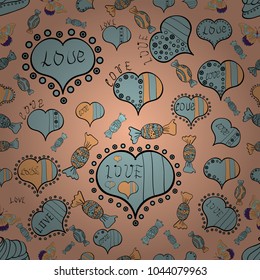 Vector illustration. Seamless pattern watercolor hearts seamless background. Colorful watercolor romantic texture. Beige, neutral and black watercolor heart pattern.