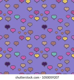 Vector illustration. Seamless pattern watercolor hearts seamless background. Colorful watercolor romantic texture. Violet, black and pink watercolor heart pattern.