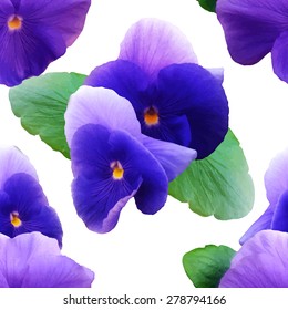 Vector Illustration of Seamless Pattern Watercolor Heartsease Flower for Design, Website, Background, Banner. Water Color Texture Element Template. Use on Textile or Wallpaper. Blue, White, Violet
