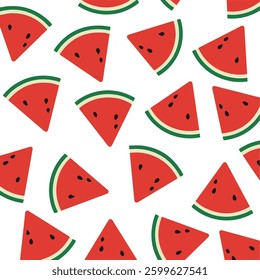 vector illustration seamless pattern of watermelon with flat and vibrant colors