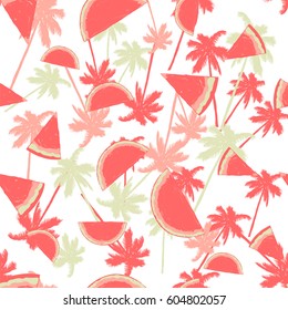 Vector Illustration of a seamless pattern with watermelon slice
