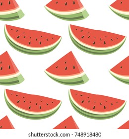 Vector illustration seamless pattern of watermelons. Background with melon