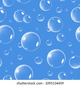 Vector illustration of Seamless pattern of white bubble on blue background