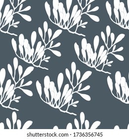 vector illustration seamless pattern from white grass on a gray background
