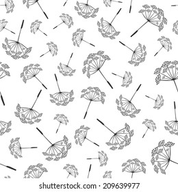 Vector illustration seamless pattern with white-black dandelion