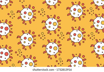 VECTOR ILLUSTRATION OF SEAMLESS PATTERN YELLOW BACKGROUND VIRUS. SUITABLE FOR BACKGROUND WEBSITES AND SOCIAL MEDIA THEMED VIRUSES.