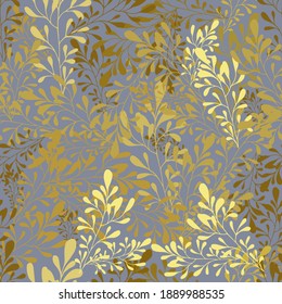 VECTOR ILLUSTRATION SEAMLESS PATTERN,FLOWER PRINT GRACEFUL BRANCHES IN YELLOW,DARKER OR LIGHTER,ON A BLUE BACKGROUND,FOR WALLPAPER OR FABRIC