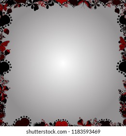 Vector illustration. Seamless pattern.Hand drawn doodle frames. Illustration in white, black and red colors.