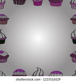 Vector illustration. Seamless pattern.Hand drawn doodle frames. Illustration in white, black and purple colors.