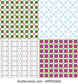 Vector illustration.Set of Seamless Patterns With color Ornament. For design, wallpaper, textile.