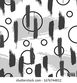 Vector illustration. Seamless patterns with geometric and scribble texture. 