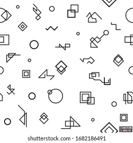 Vector illustration. Seamless patterns. Geometric texture with circles and squares.