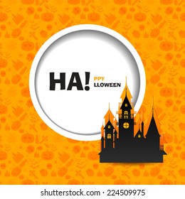 Vector illustration of seamless patterns happy Halloween party. Flat design. Horrible Castle paper cut out from the background. Use for brochures, printed materials, banner, greeting, card