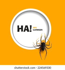 Vector illustration of seamless patterns happy Halloween party. Flat design. Black spider paper cut out from the background. Use for brochures, printed materials, banner, greeting, card