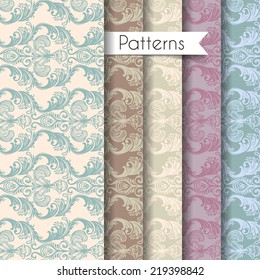 Vector illustration of Seamless patterns set