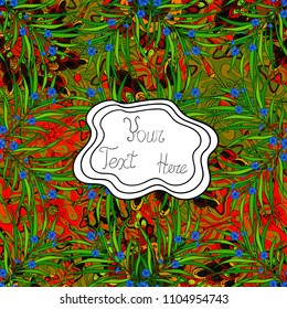 Vector illustration. Seamless pattern.Tropical leaves, jungle leaf, branch tree seamless vector floral pattern background. Nice leaves on green, brown and red colors.