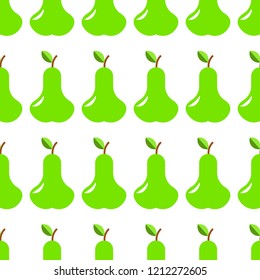 Vector illustration. Seamless pettern of pear on white background. Design for kitchen, curtain, wallpaper, wrapping paper, gift, napkins.
