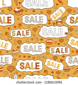 Vector illustration. Seamless. Picture in yellow, white and orange colors. Hand drawn lettering giveaway for social media, blogger, banner. Typography social media icon competition.