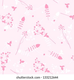 Vector illustration seamless pink background with flowers.