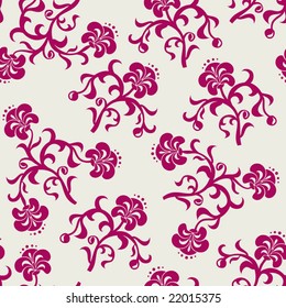 Vector illustration. Seamless pink flowers background.
