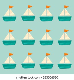 Vector illustration of  seamless with plasticine ship