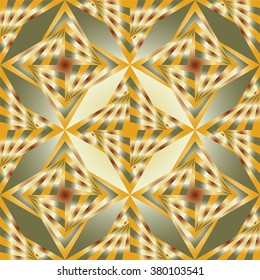 Vector Illustration. Seamless Polygonal Green and Gold Pattern. Geometric Abstract Background