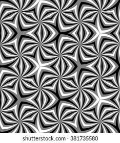 Vector Illustration. Seamless Polygonal Monochrome Spiral Pattern. Geometric Abstract Background