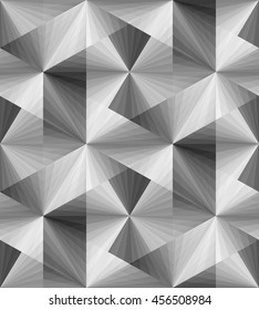 Vector Illustration. Seamless Polygonal Monochrome Transparent Pattern. Optical Illusion of Volume and Depth. Geometric Abstract Background. Suitable for textile, fabric, packaging and web design.