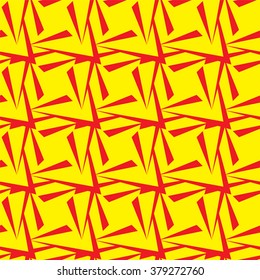 Vector Illustration. Seamless Polygonal Yellow and Red Pattern. Geometric Abstract Background