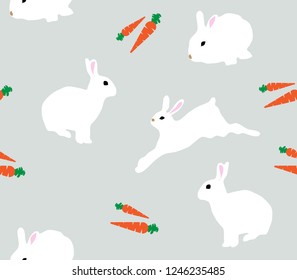 vector illustration of seamless rabbits and carrots background.