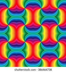 Vector Illustration. Seamless Rainbow Spirals Pattern.  Geometric Abstract Background. Suitable for textile, fabric and packaging