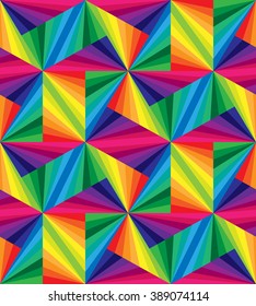 Vector Illustration. Seamless Rainbow Stripes. Polygonal  Pattern. Rainbow Geometric Abstract Background. Suitable for textile, fabric and packaging