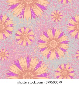 Vector illustration seamless red background with abstract flowers for print on textile or paper