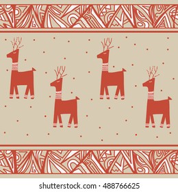 Vector illustration of a seamless red deer. ornament.