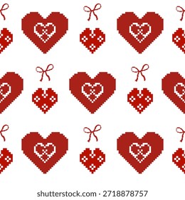 Vector illustration of a seamless red heart pattern and romantic symbol collection for Valentine Day wedding card design and holiday passion decoration
