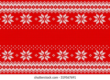 vector illustration of a seamless red and white knitted background