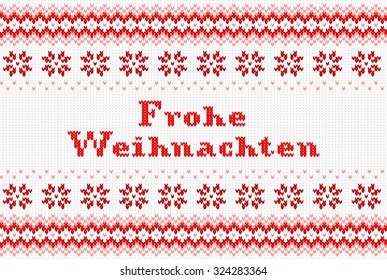 vector illustration of a seamless red and white knitted background
Frohe Weihnachten (german) = Merry Christmas